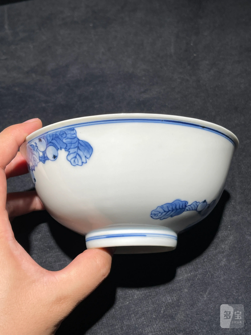 民国 青花琵琶花鸟纹碗 - 图4